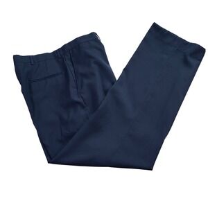 Haggar Gentleman's Fit Men's Dress Pants 38x30 Navy Blue‎ Wool Blend